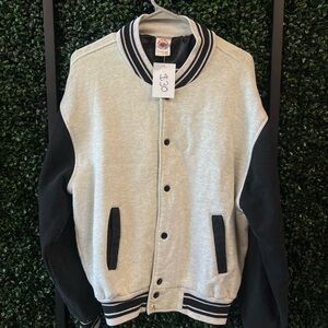 Stylish Gray and Black Varsity Jacket